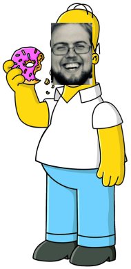 Extremely poor job of cropping Lauchlan's face and pasting it onto Homer Simpson